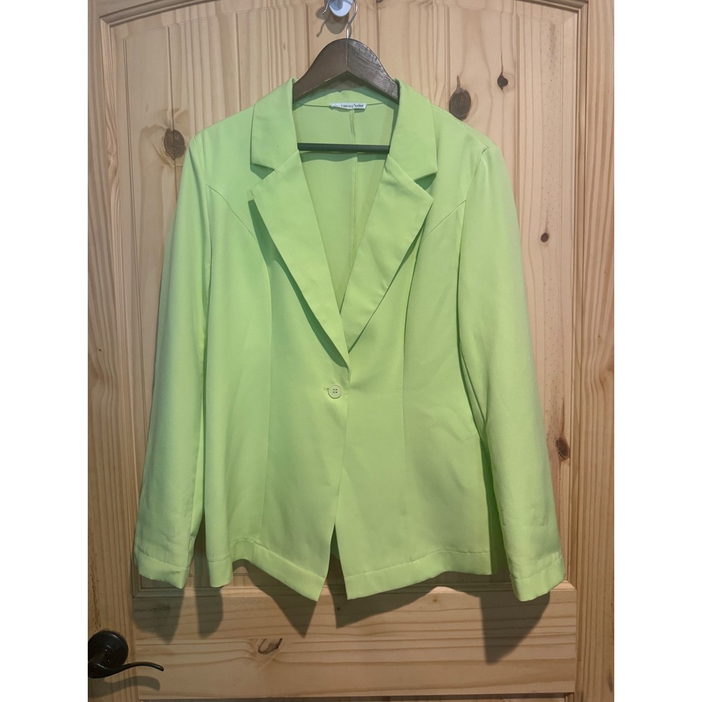 Timing Womens Lime Green Single Button Blazer Jacket WJ8206 Size Small